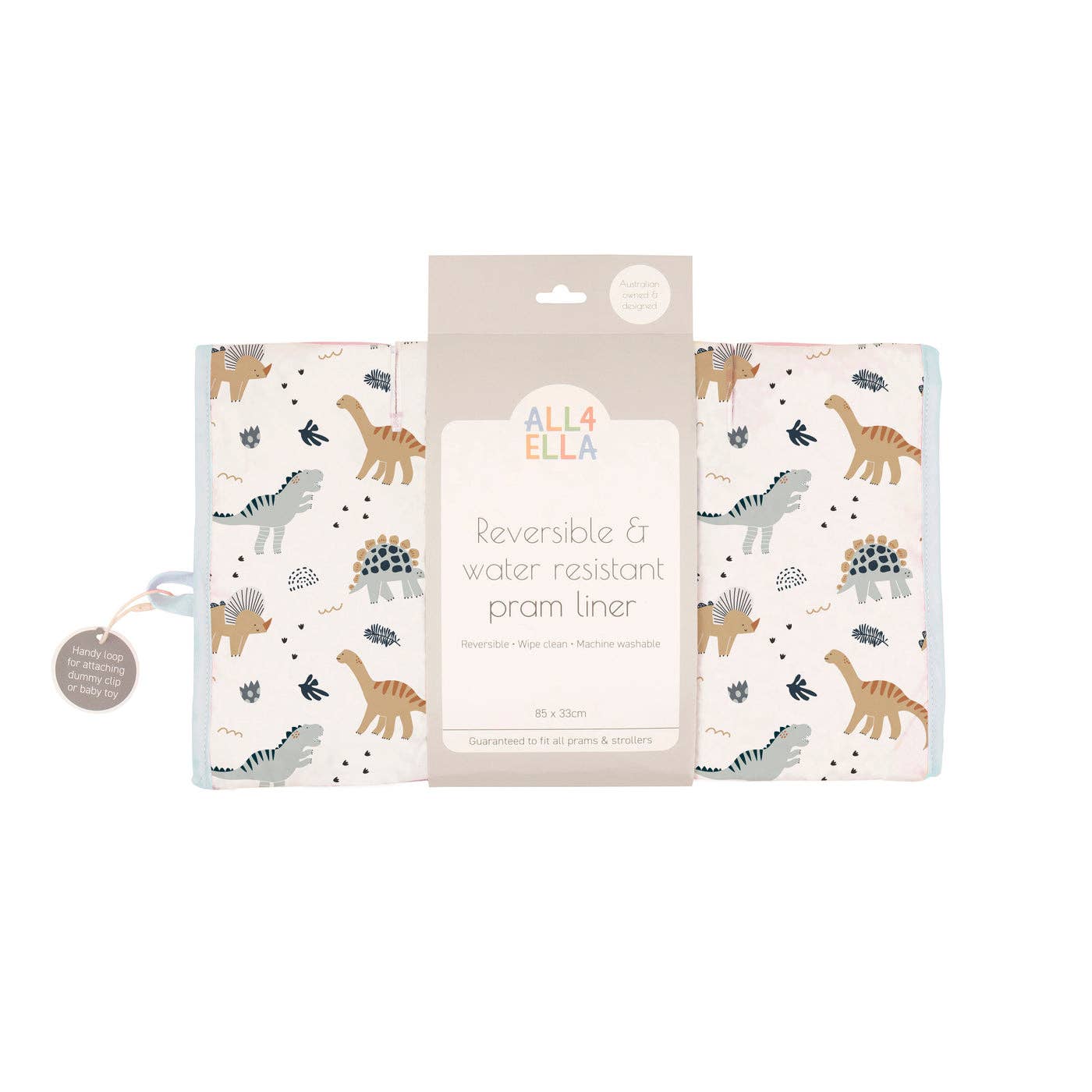 All4Ella - Pram Liner - Beige Dinosaurs