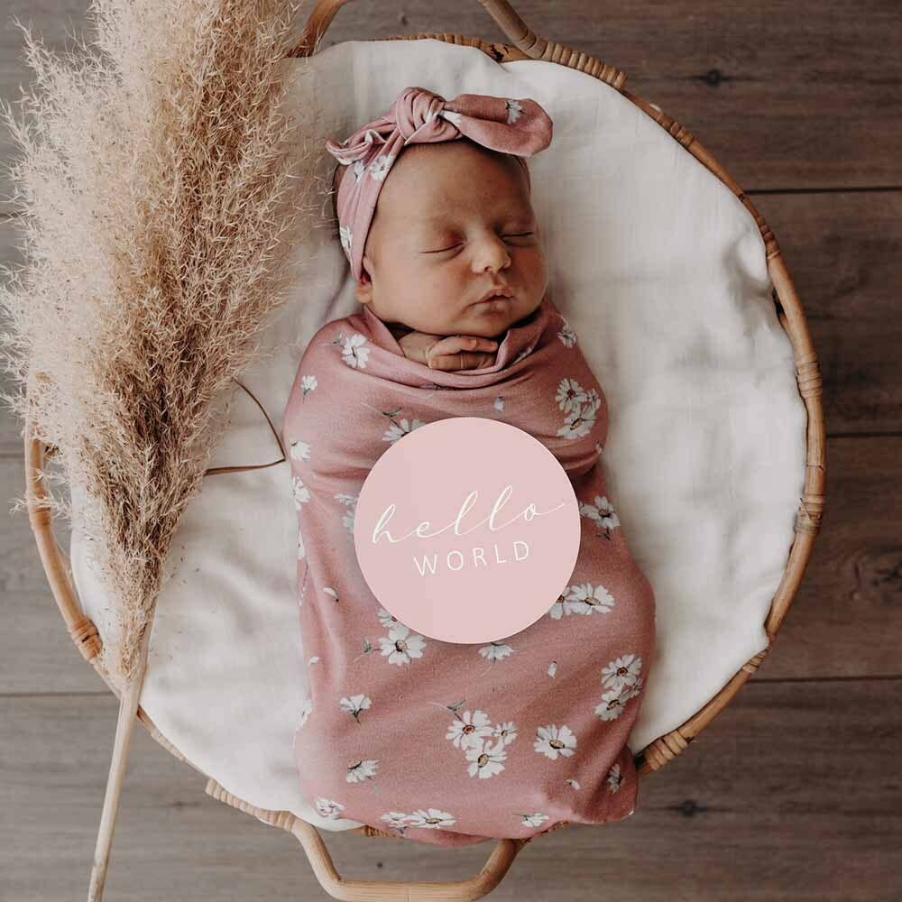Snuggle Hunny - Daisy & Musk Pink Reversible Milestone Cards