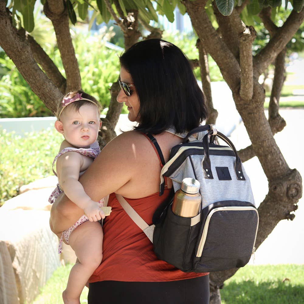 Zebra Babies - Nappy Bag Backpack Black and Grey Essential