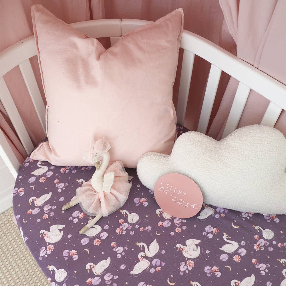 Snuggle Hunny - Midnight Swan Organic Fitted Cot Sheet