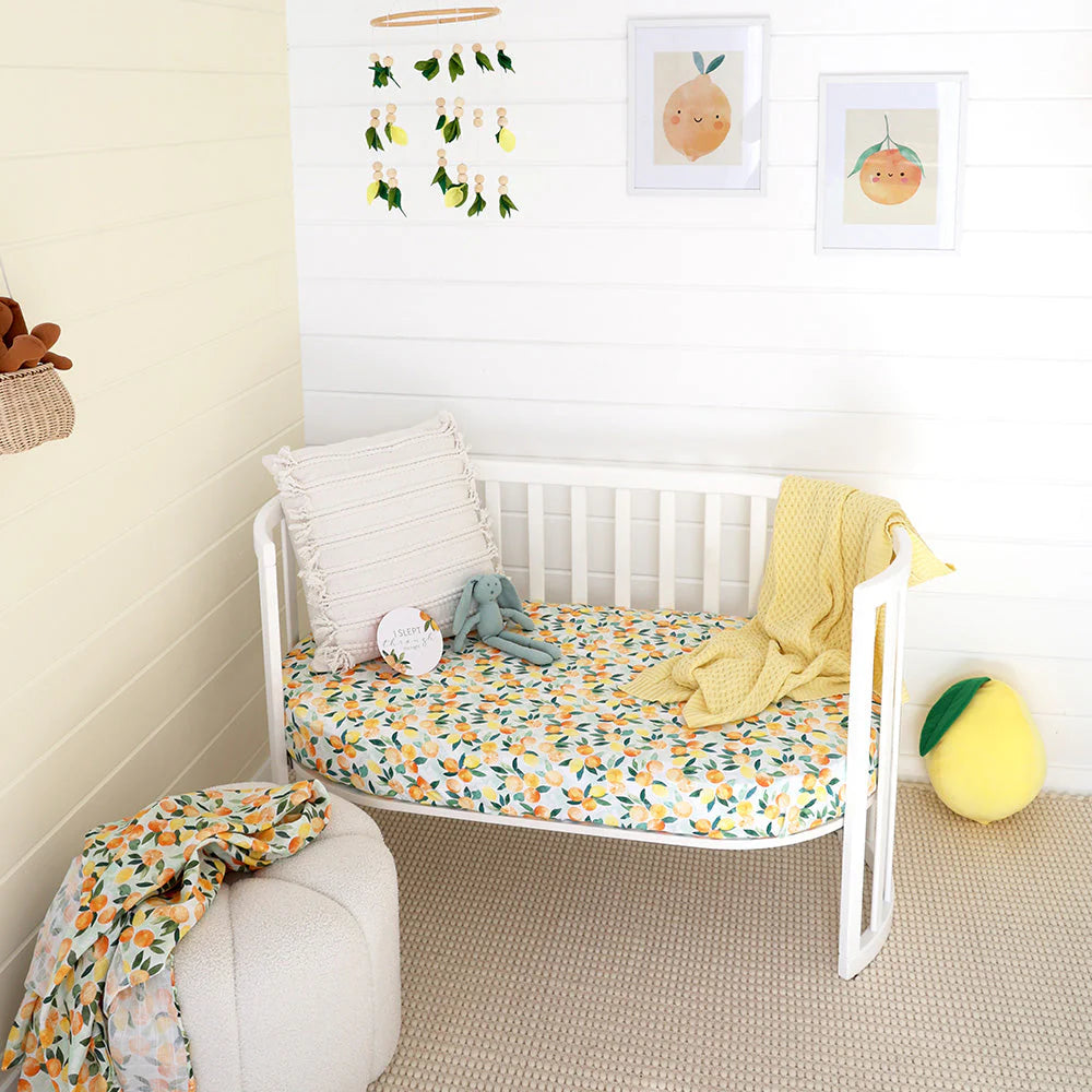 Snuggle Hunny - Citrus Squeeze Organic Fitted Cot Sheet