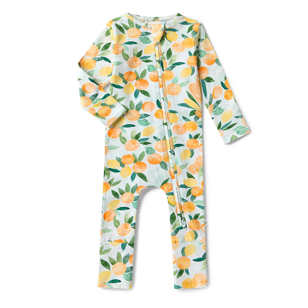 Snuggle Hunny - Citrus Squeeze Organic Snugglesuit Convertible Romper