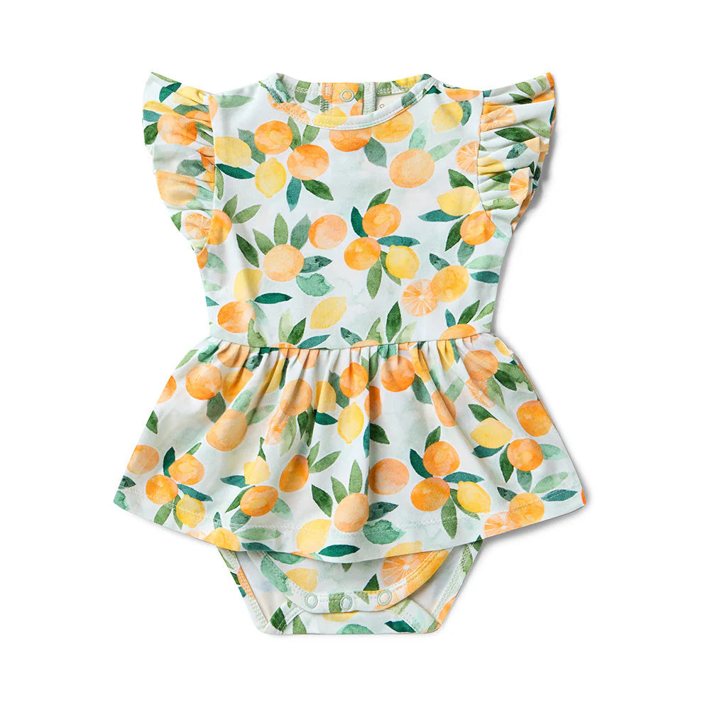 Snuggle Hunny - Citrus Squeeze Short Sleeve Organic Dress