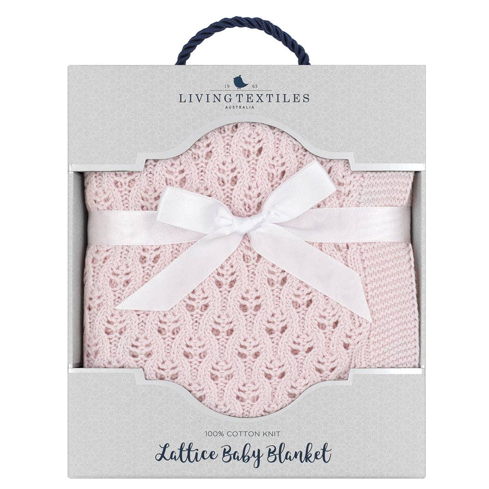 Living Textiles - Lattice Baby Blanket - Blush