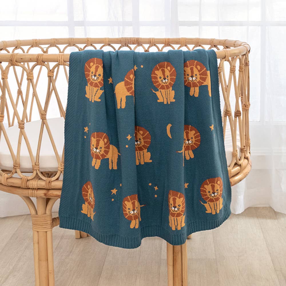 Living Textiles - 100% Cotton Knit Baby Blanket - Lion