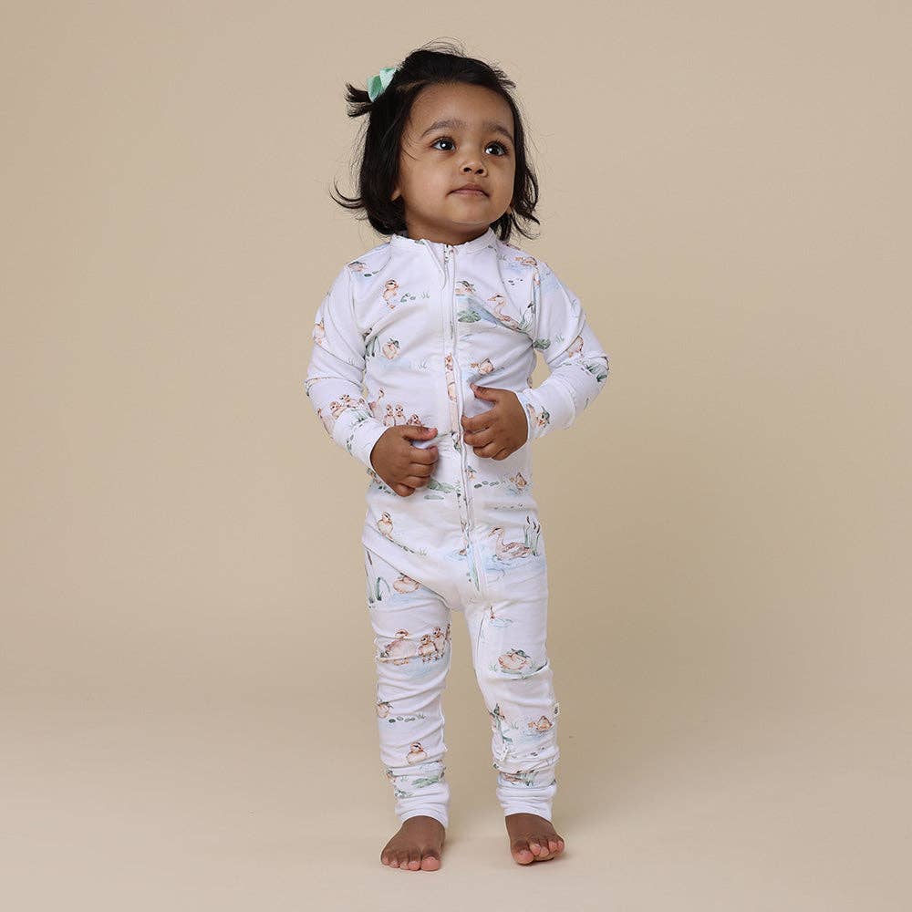 Snuggle Hunny - Duck Pond Organic Snugglesuit Convertible Romper