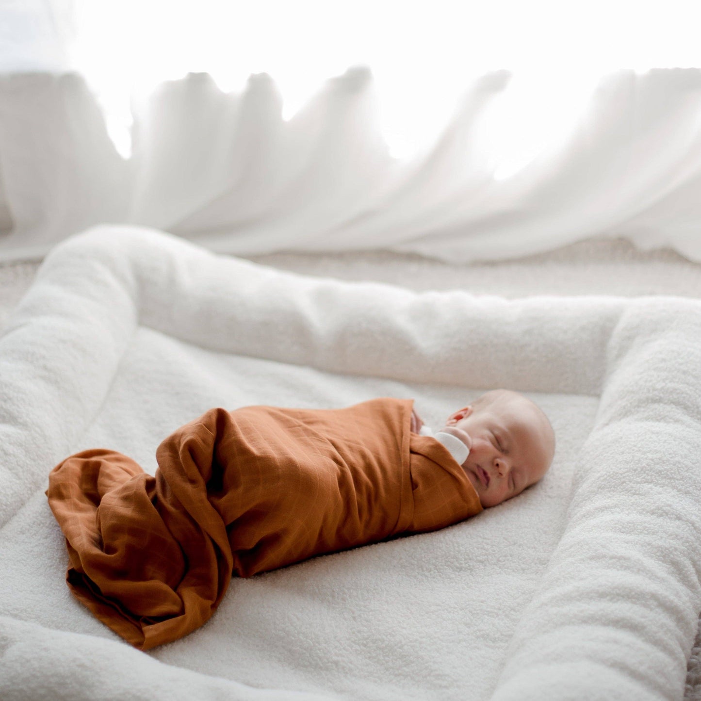 Zoe Sage - Organic Cotton Muslin Swaddle Wrap 120cm | Savannah Rust