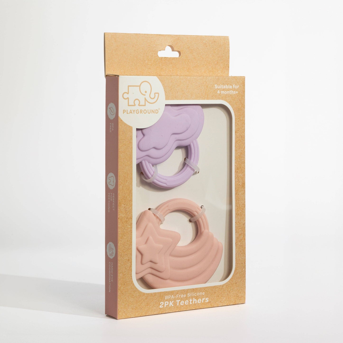 Living Textiles - 2pk Silicone Teether - Stars & Cloud Pink