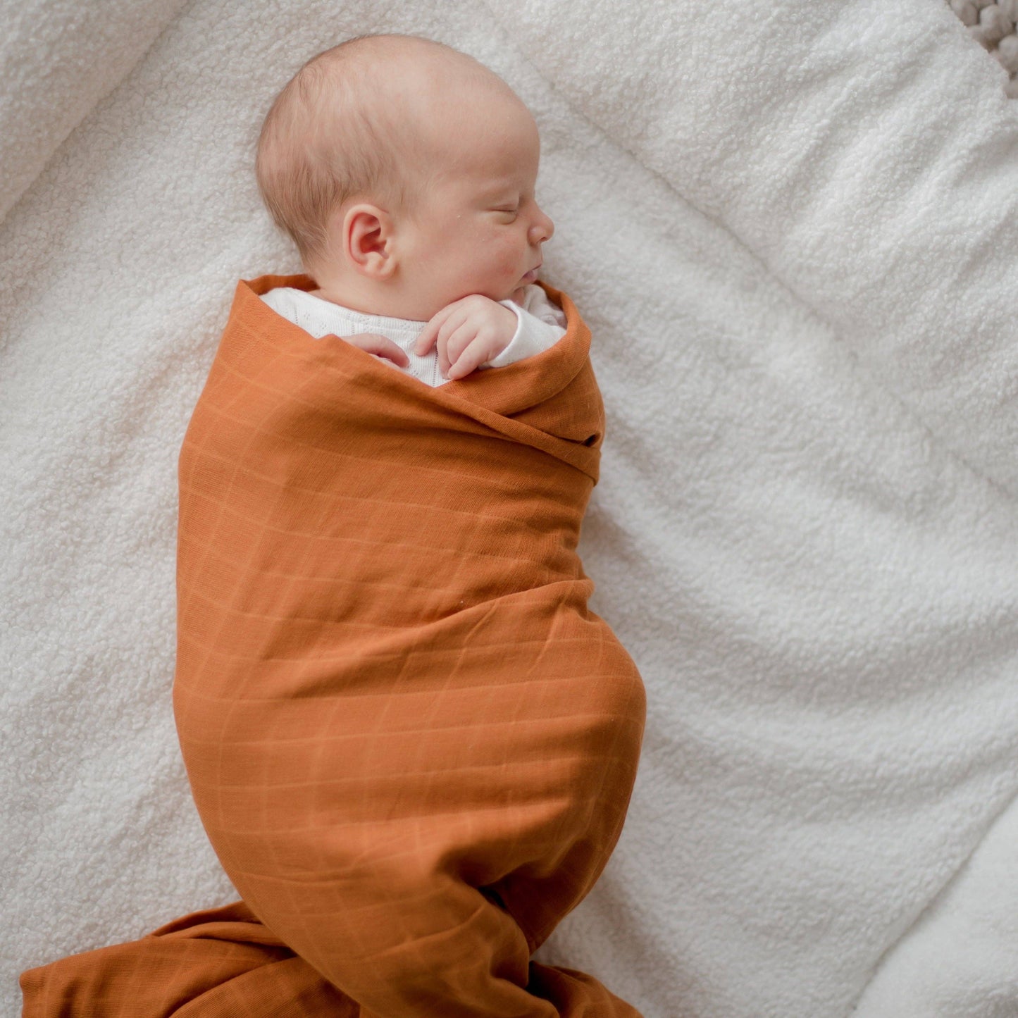 Zoe Sage - Organic Cotton Muslin Swaddle Wrap 120cm | Savannah Rust