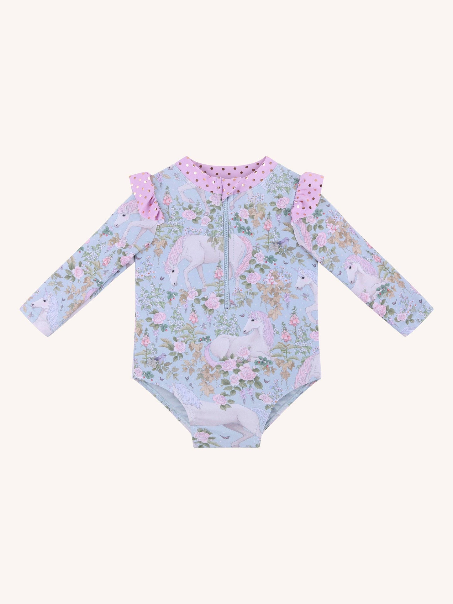 Fleur Harris - 'Field of Dreams' Baby One Piece Swimsuit - Soft Aqua