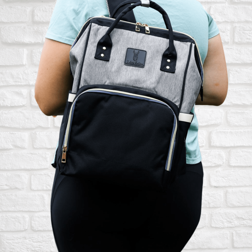 Zebra Babies - Nappy Bag Backpack Black and Grey Essential