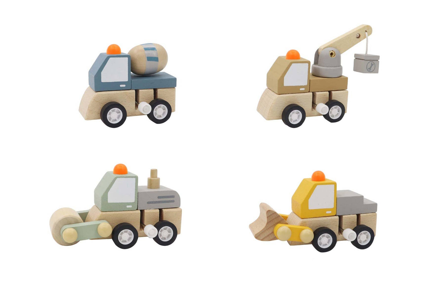 ToysLink - Wooden Wind-up Construction Trucks