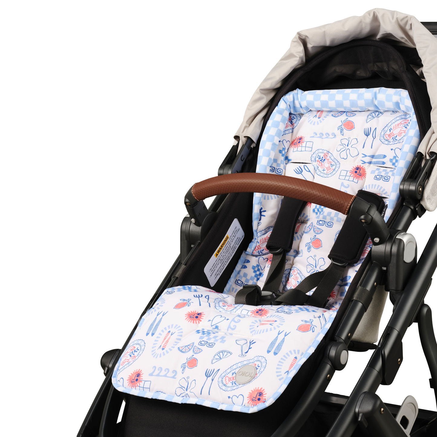 OiOi - Reversible Pram Liner - Mediterranean/Blue Check