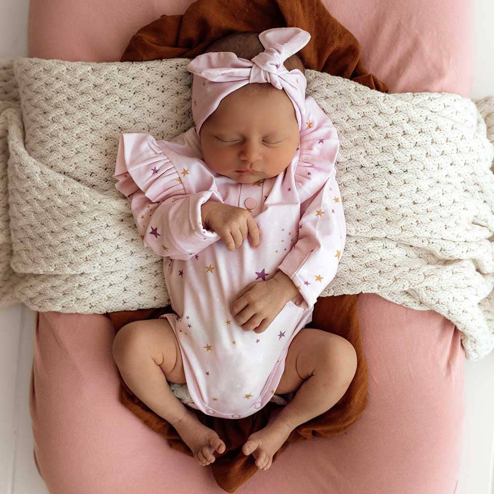 Snuggle Hunny - Twinkle Long Sleeve Organic Bodysuit with Frill
