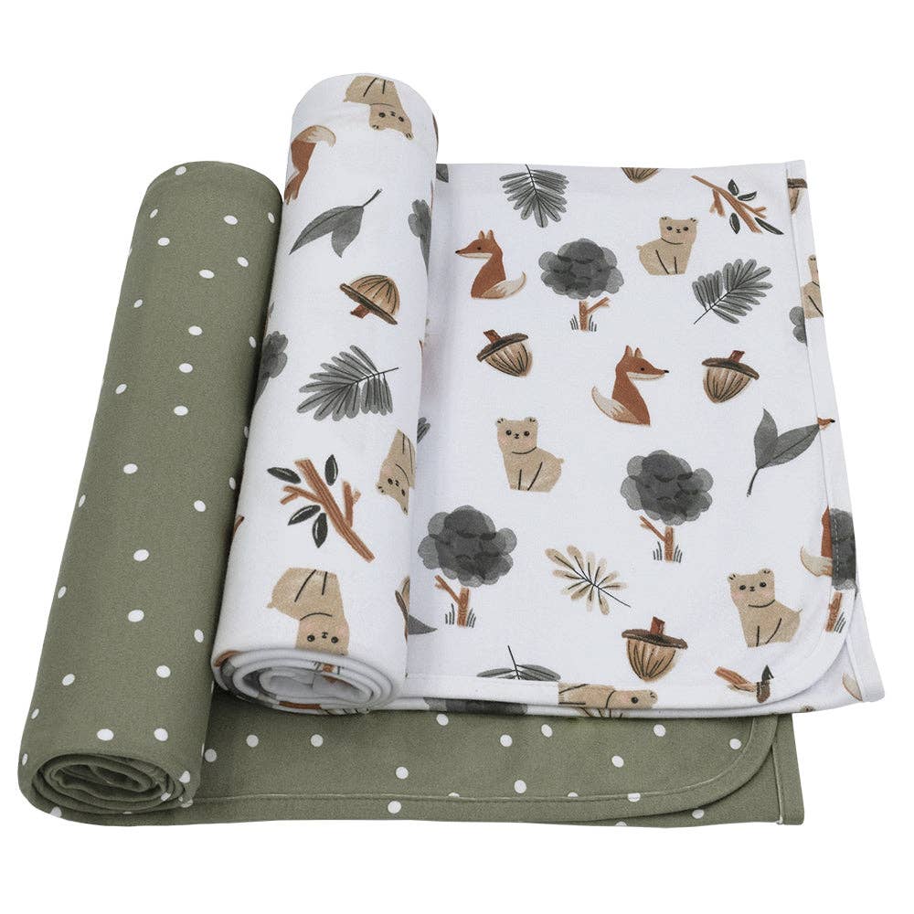 Living Textiles - 2 Pack Jersey Swaddling Wraps - Forest Retreat