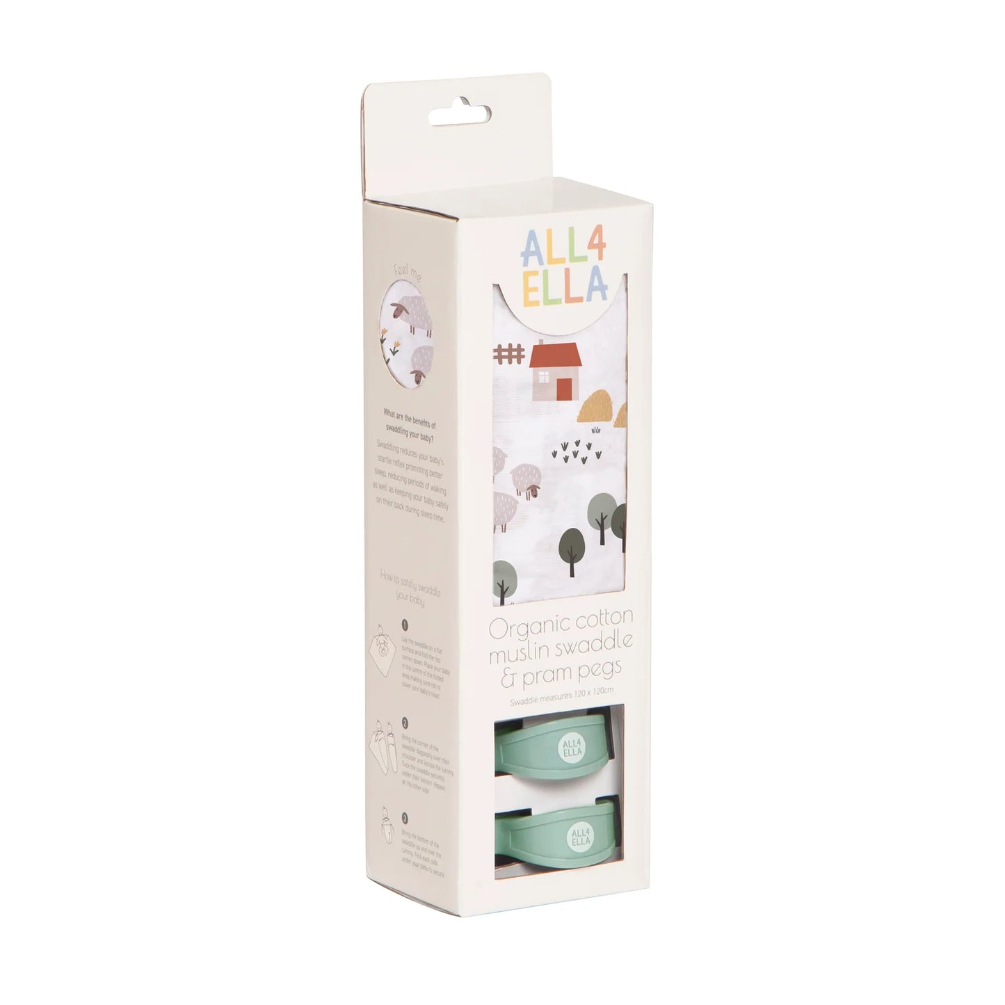 Organic Muslin Swaddle and Pram Peg Set - Various