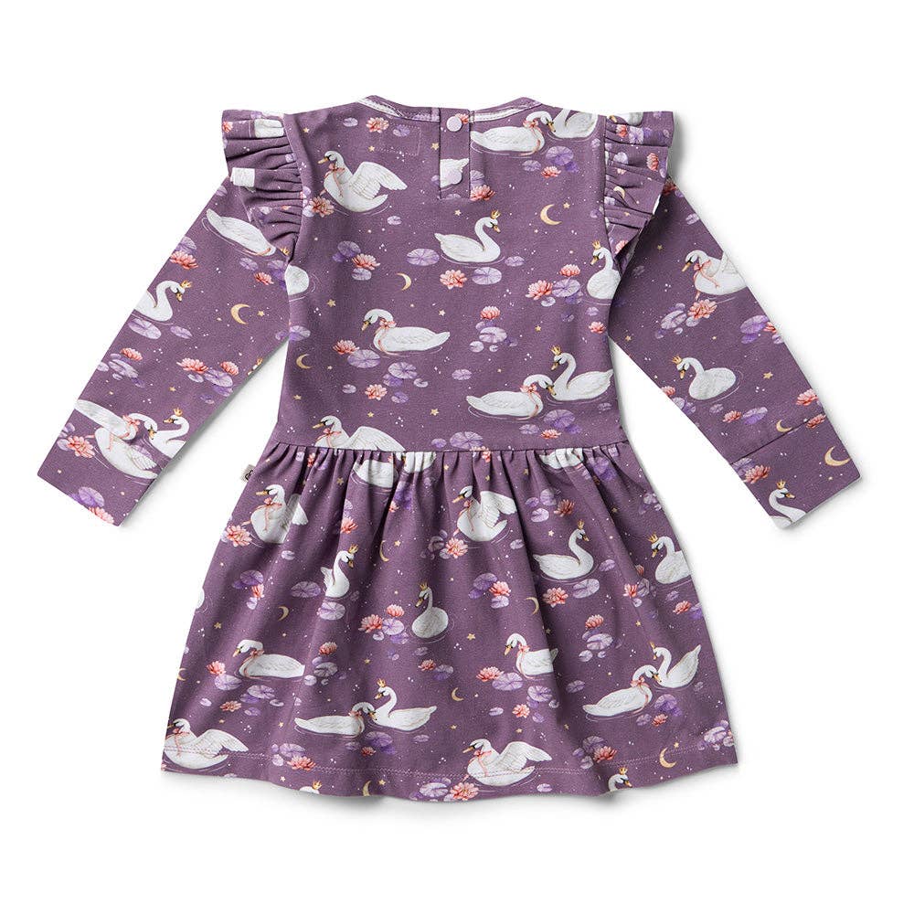Snuggle Hunny - Midnight Swan Long Sleeve Organic Dress