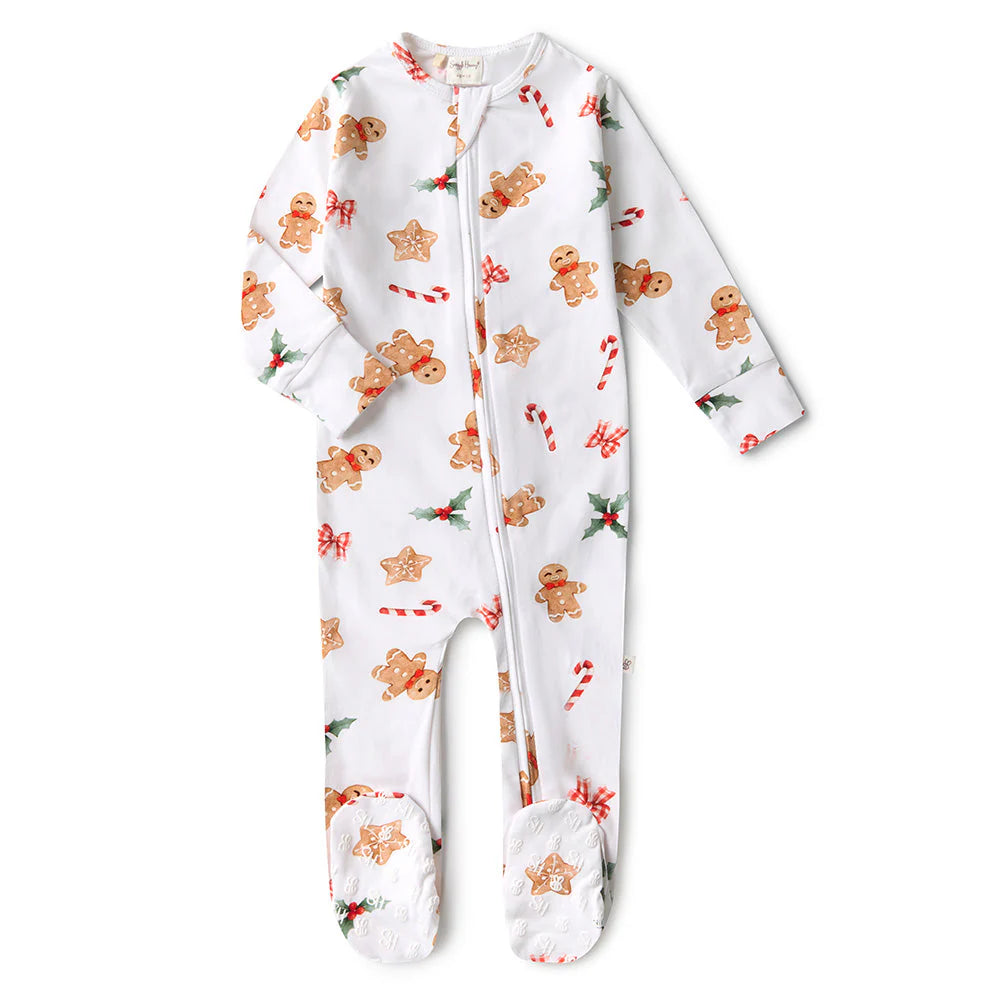 Snuggle Hunny - Gingerbread Organic Snuggle Sleepsuit Zip Footie