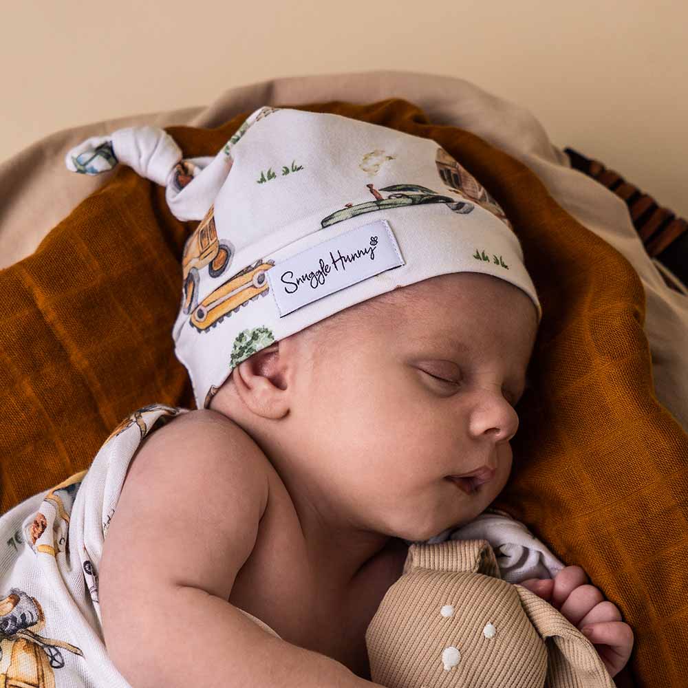 Snuggle Hunny - Diggers and Tractors Organic Knotted Beanie
