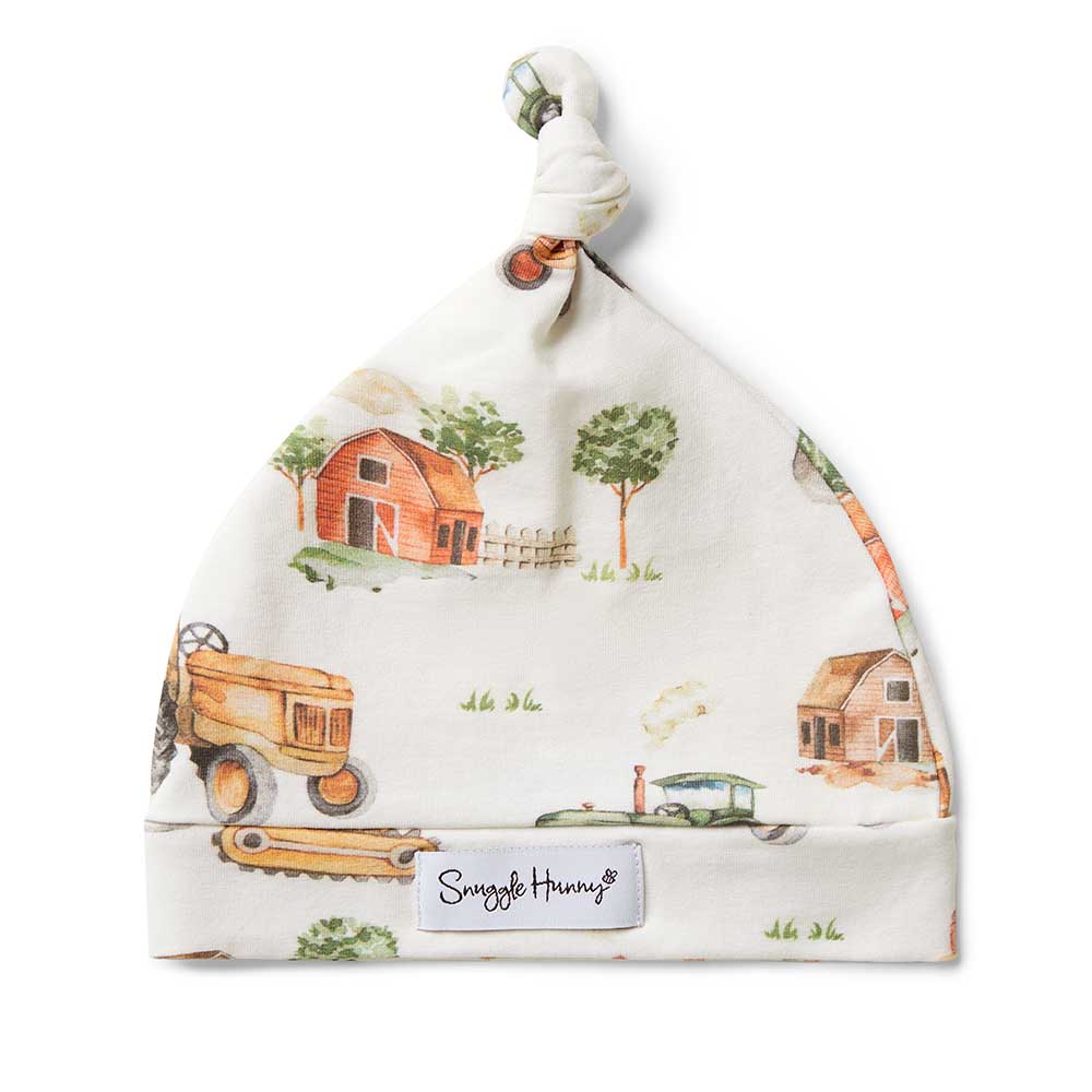 Snuggle Hunny - Diggers and Tractors Organic Knotted Beanie