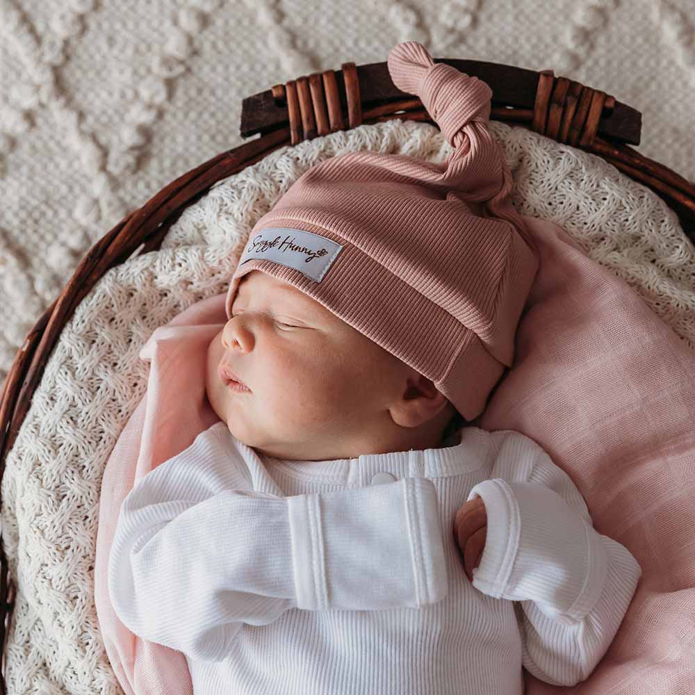 Snuggle Hunny - Rose Ribbed Organic Knotted Beanie