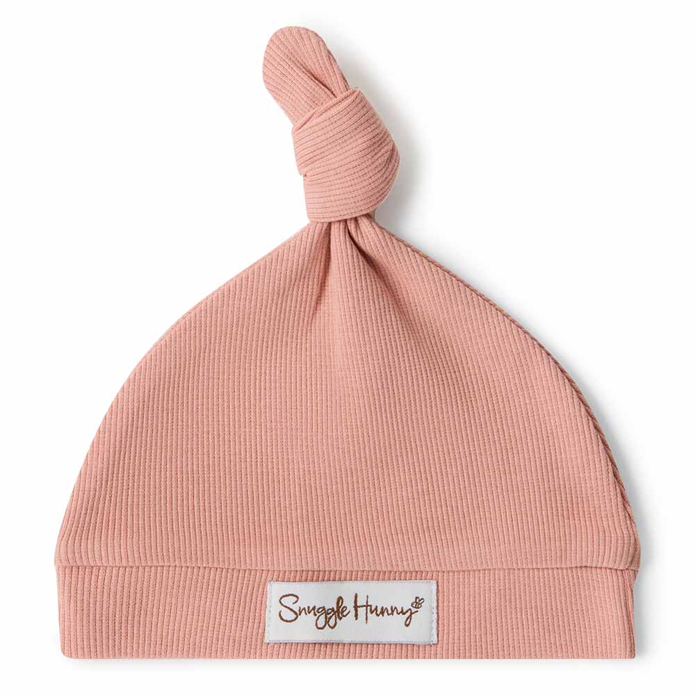 Snuggle Hunny - Rose Ribbed Organic Knotted Beanie