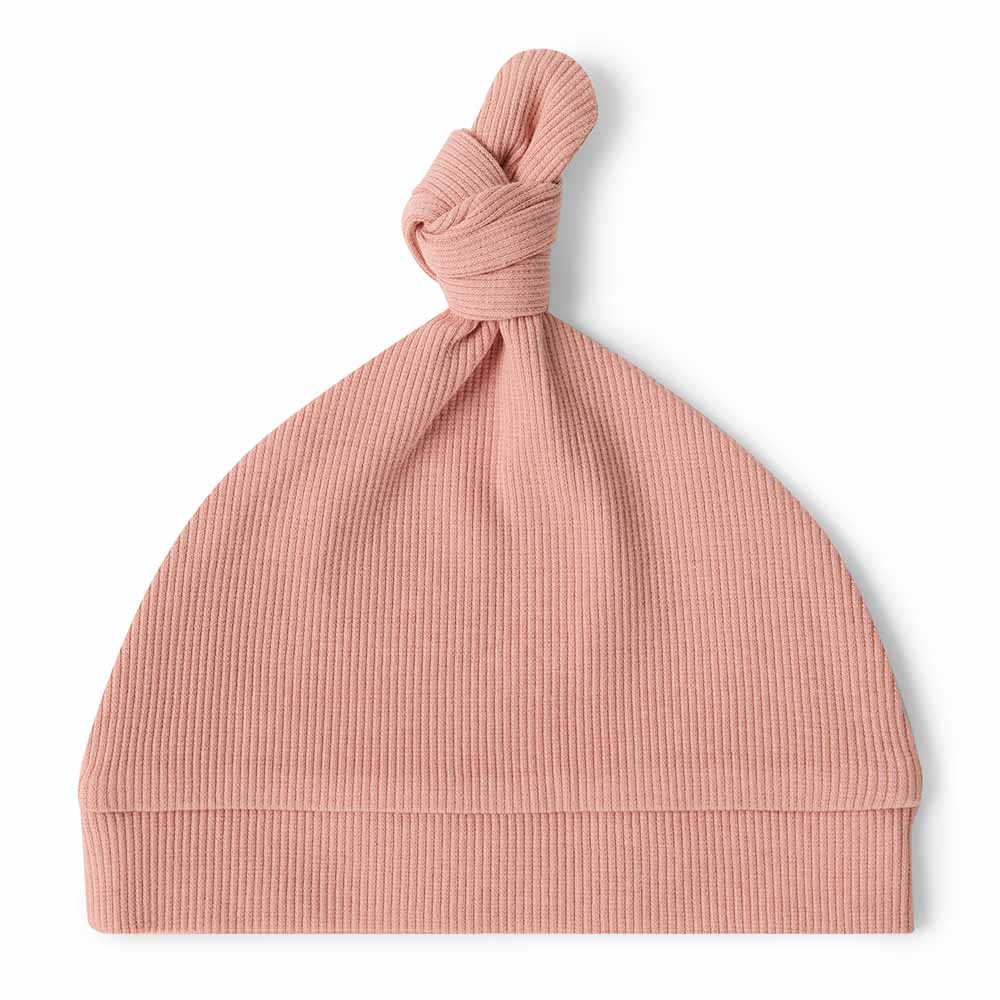 Snuggle Hunny - Rose Ribbed Organic Knotted Beanie