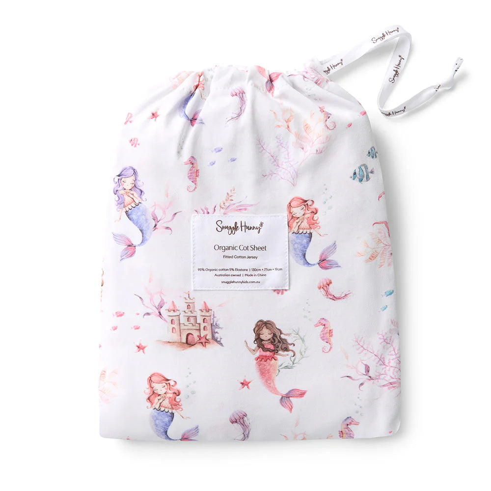 Snuggle Hunny - Mermaid Organic Fitted Cot Sheet