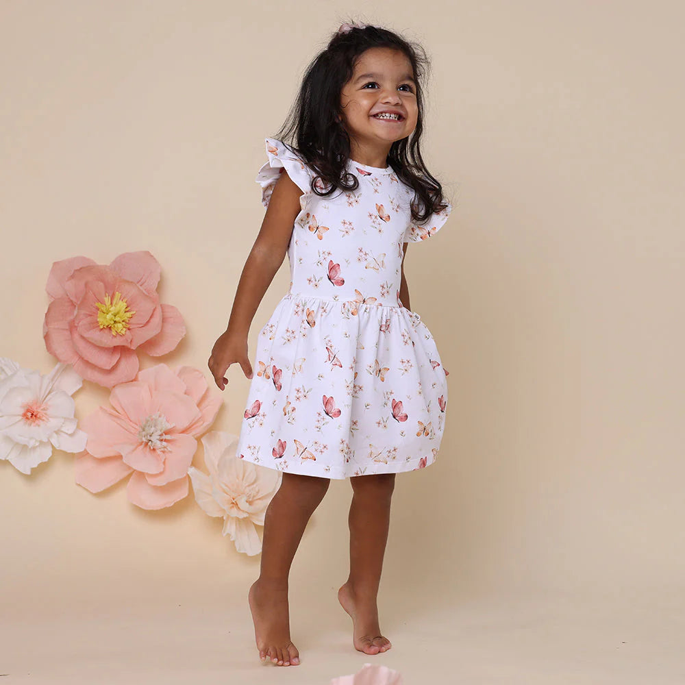 Snuggle Hunny - Butterfly Short Sleeve Organic Dress