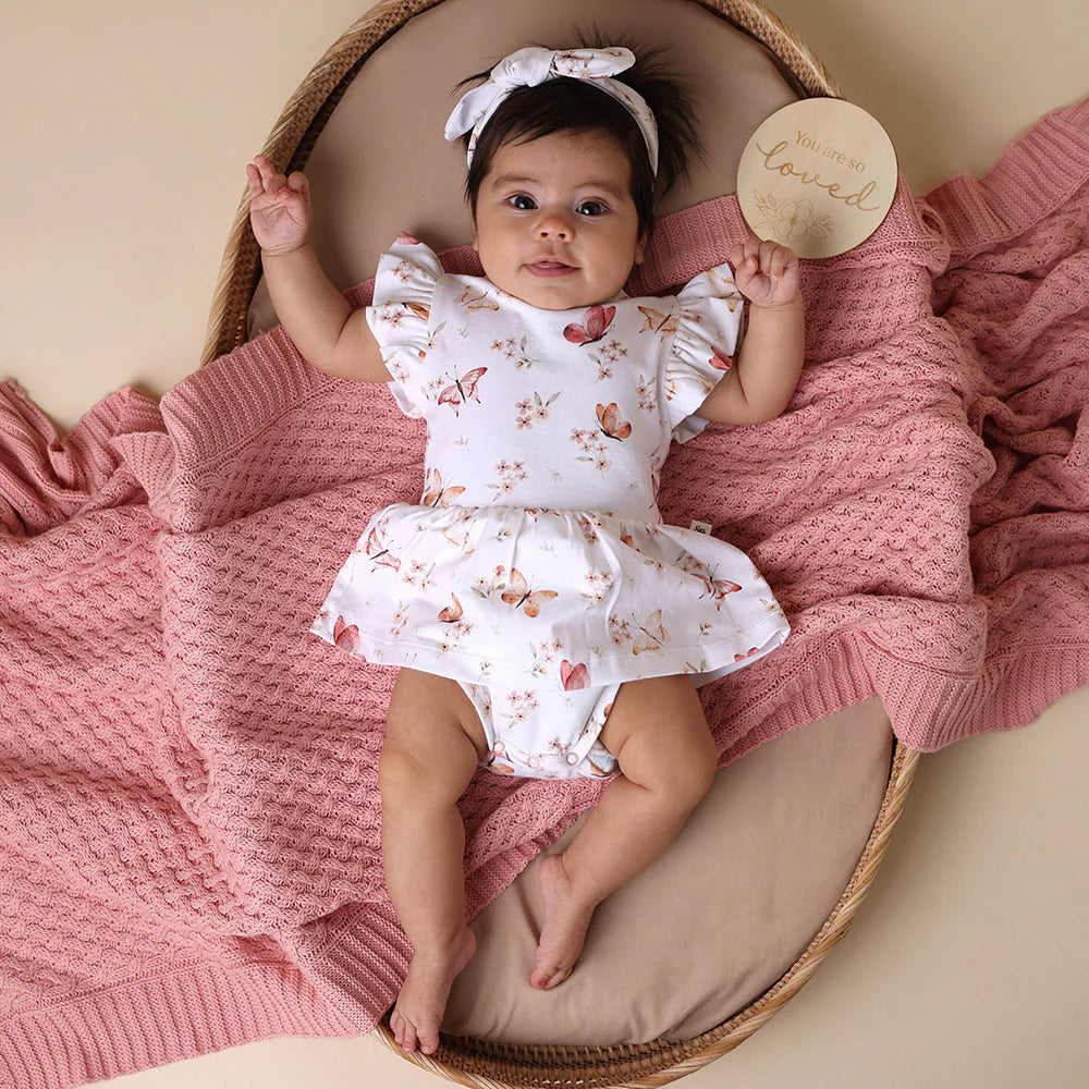 Snuggle Hunny - Butterfly Short Sleeve Organic Dress
