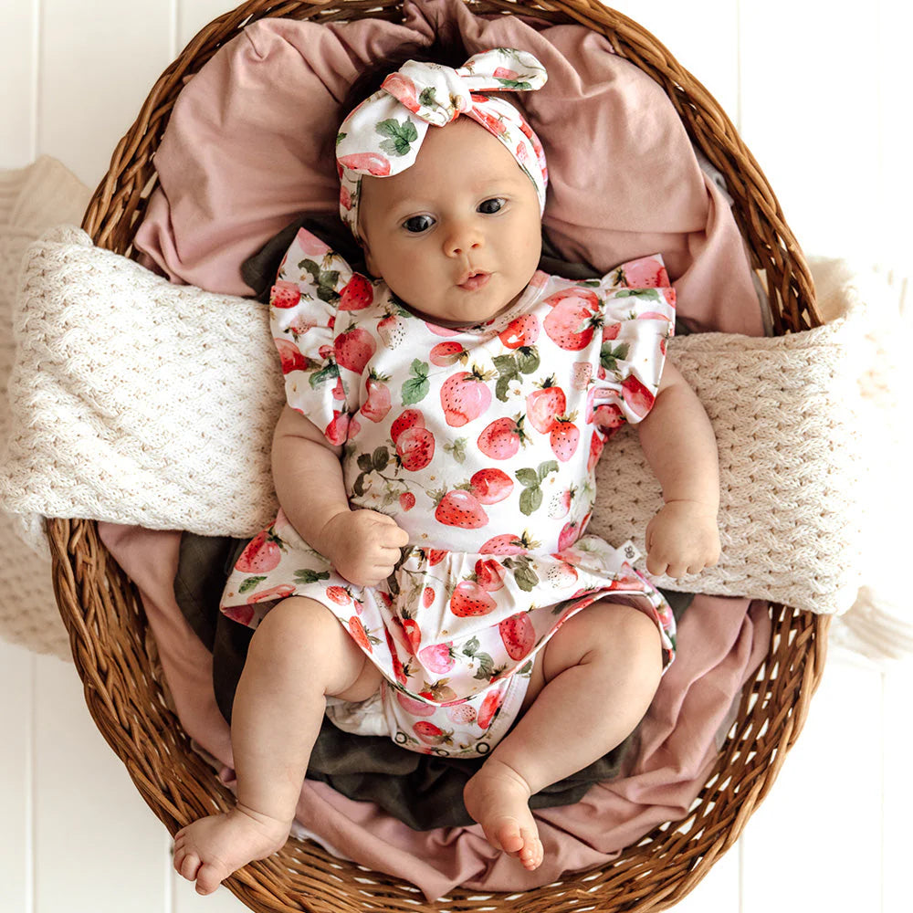 Snuggle Hunny - Strawberry Short Sleeve Organic Dress