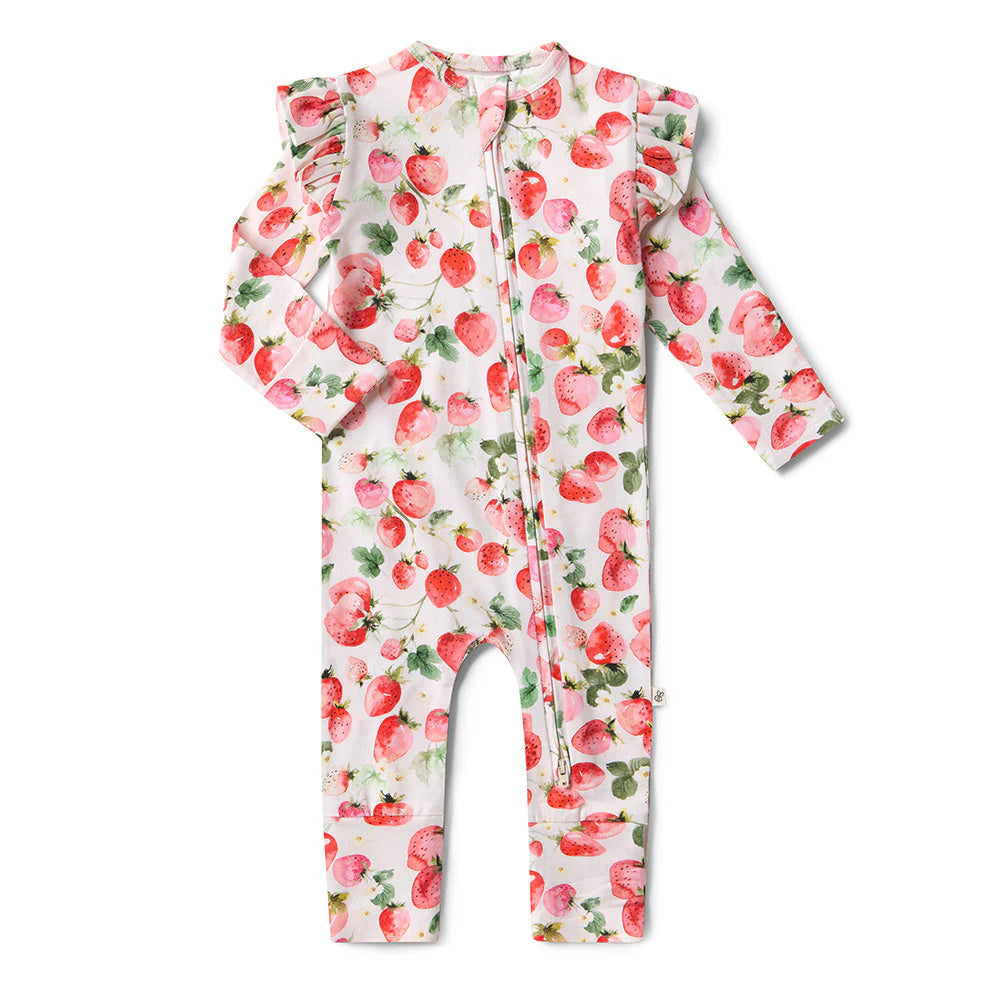 Snuggle Hunny - Strawberry Organic Snugglesuit Convertible Romper