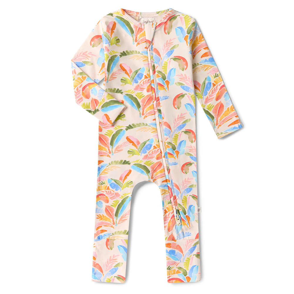 Snuggle Hunny - Summer Palm Organic Snugglesuit Convertible Romper
