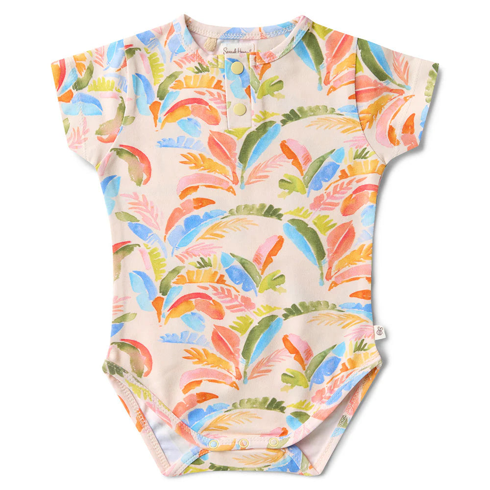 Snuggle Hunny - Summer Palm Short Sleeve Organic Bodysuit