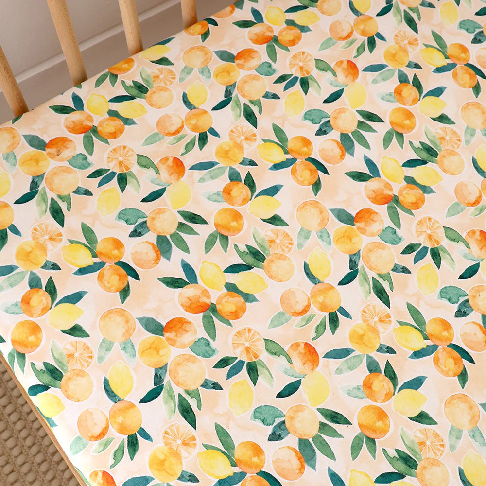 Snuggle Hunny - Sunny Citrus Organic Fitted Cot Sheet