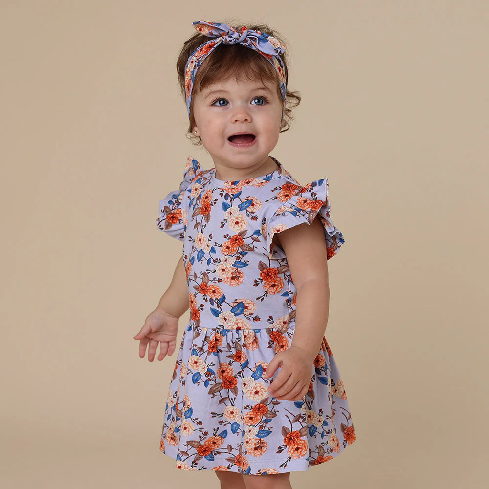 Snuggle Hunny - Vintage Blossom Short Sleeve Organic Dress