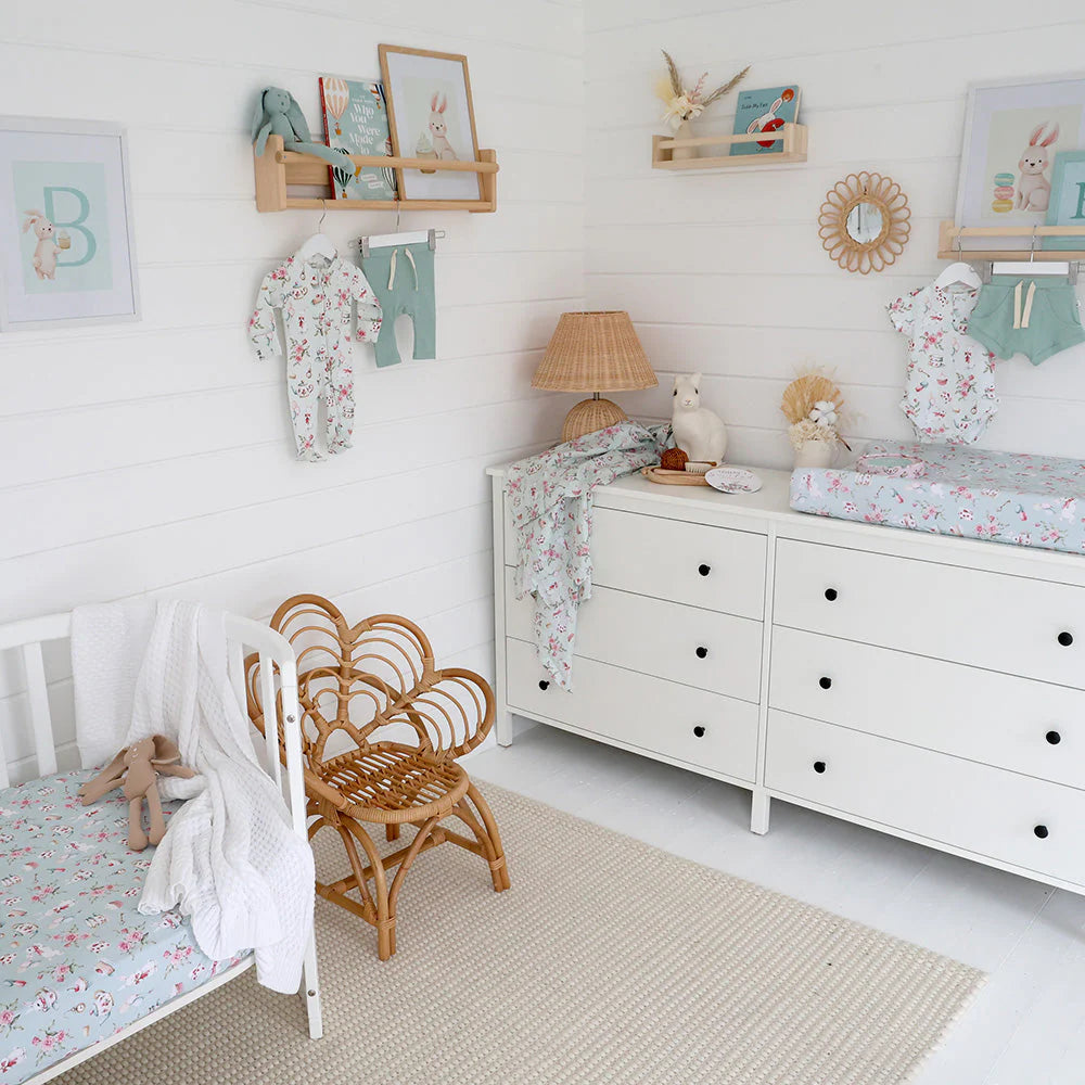 Snuggle Hunny - White Rabbit Organic Fitted Cot Sheet