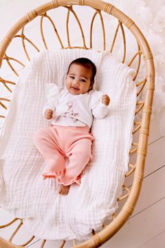 Frilly Ribbed Leggings - Peach