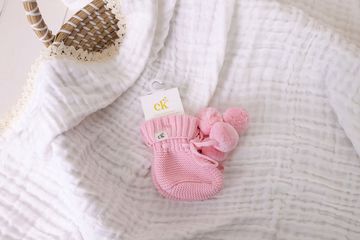 Knitted Booties | Pink Poms