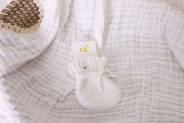 Knitted Baby Booties | White