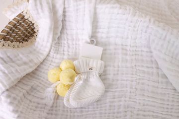 Knitted Booties | Yellow Poms