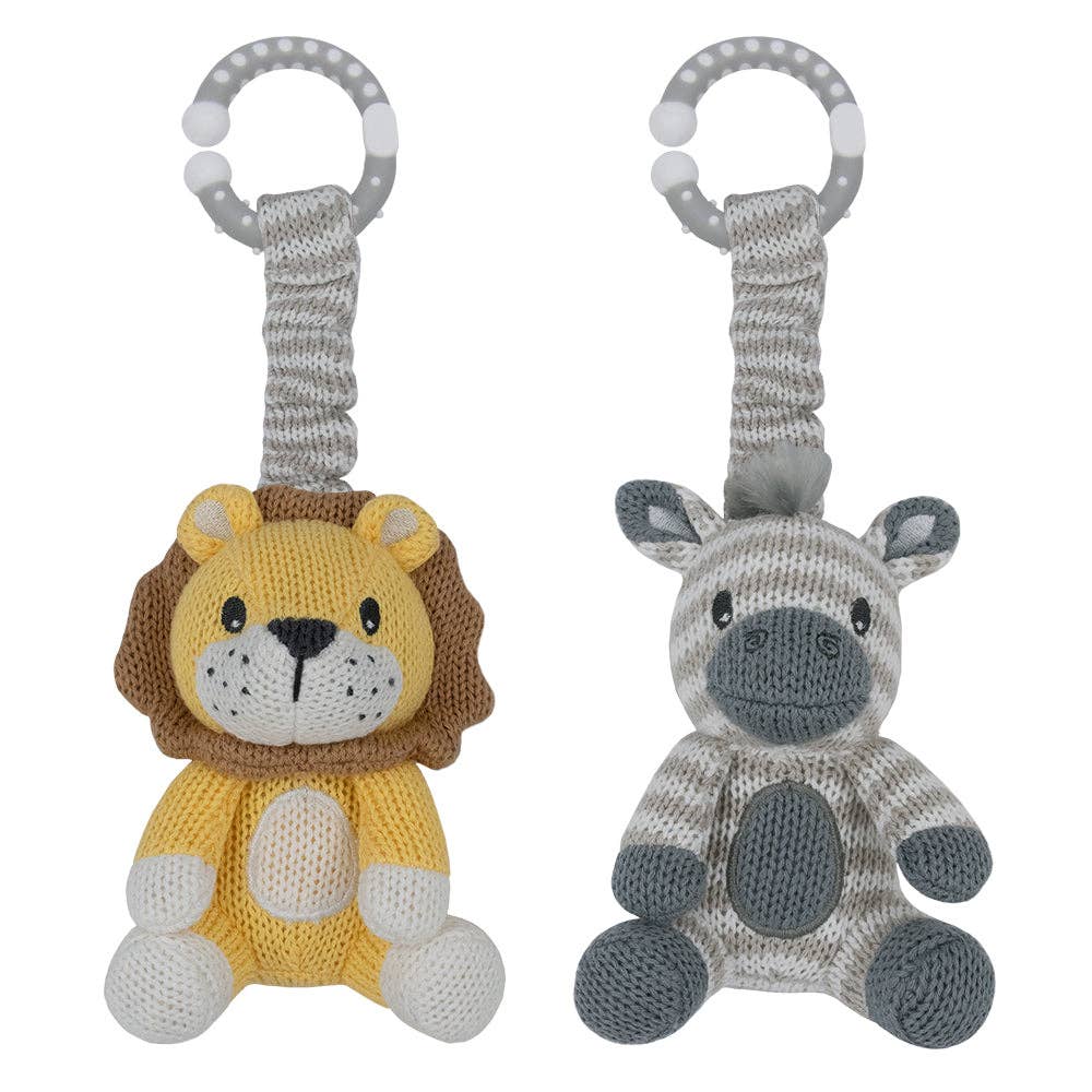 2pk Stroller Toys - Zebra & Lion