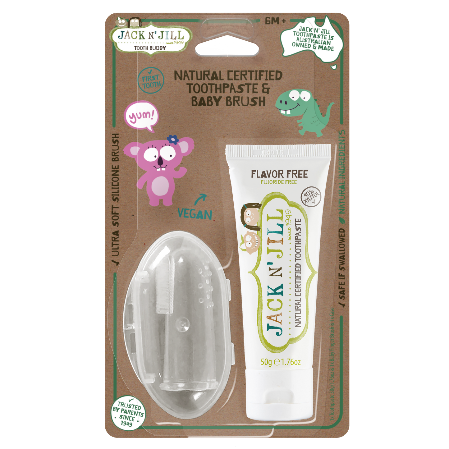 Jack N' Jill Kids - Tooth Buddy Pack - Flavor Free Toothpaste + Silicone Finger