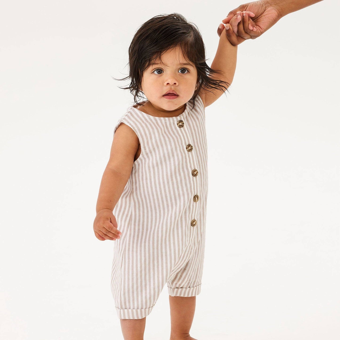 Kynd Baby - Slouchy Sleeveless Shortall - Sandstone Stripe