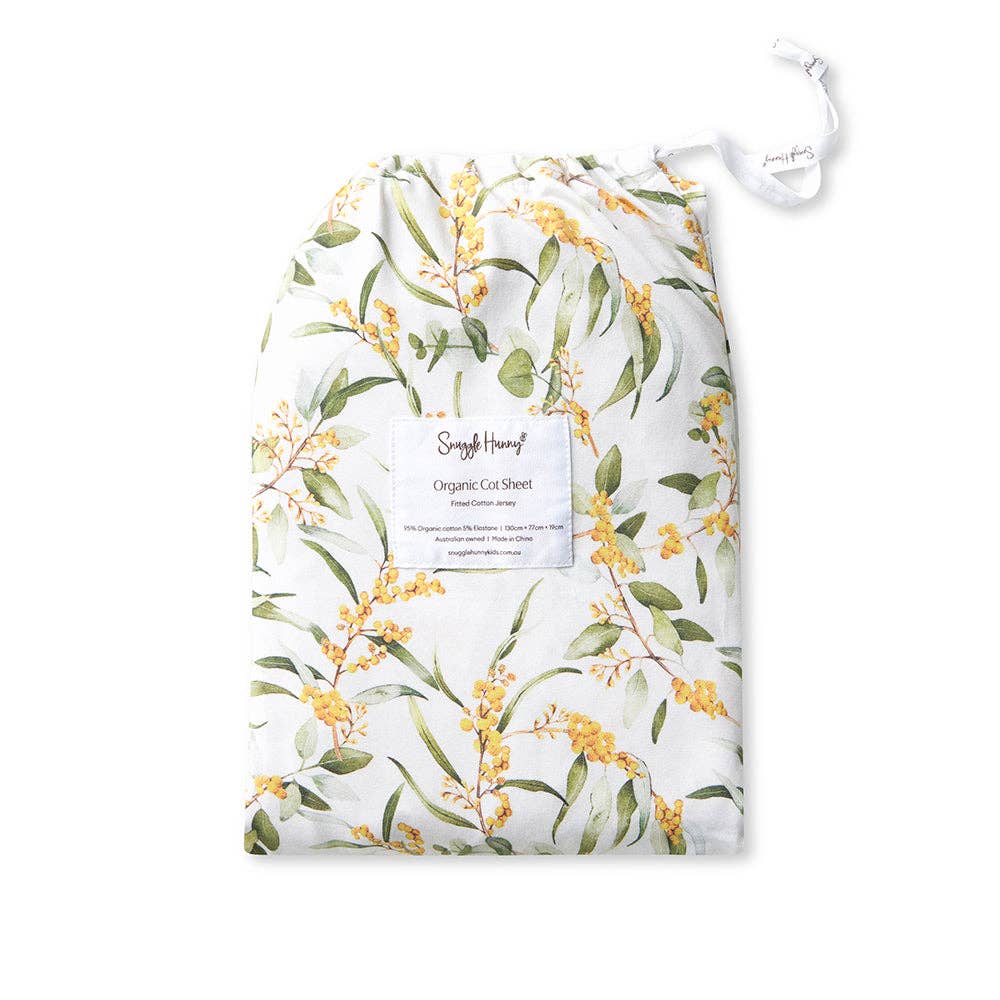 Snuggle Hunny - Golden Wattle Organic Fitted Cot Sheet