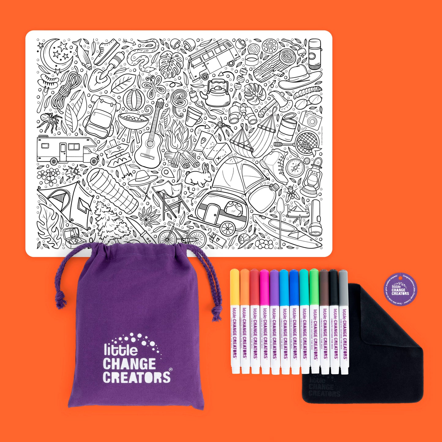 Little Change Creators - OUTBACK | Children's Reusable Colouring Mat Kit