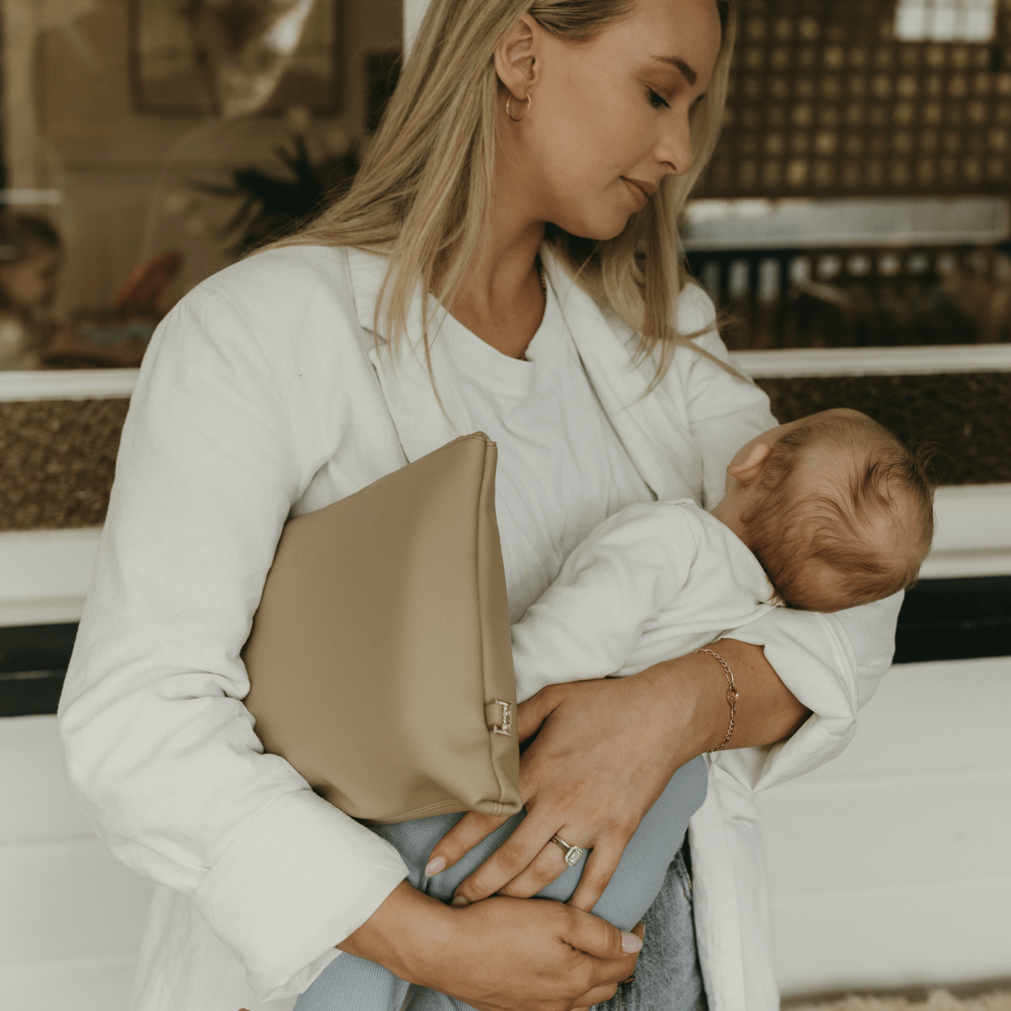 OiOi - Nappy Changing Pouch - Oat Vegan Leather
