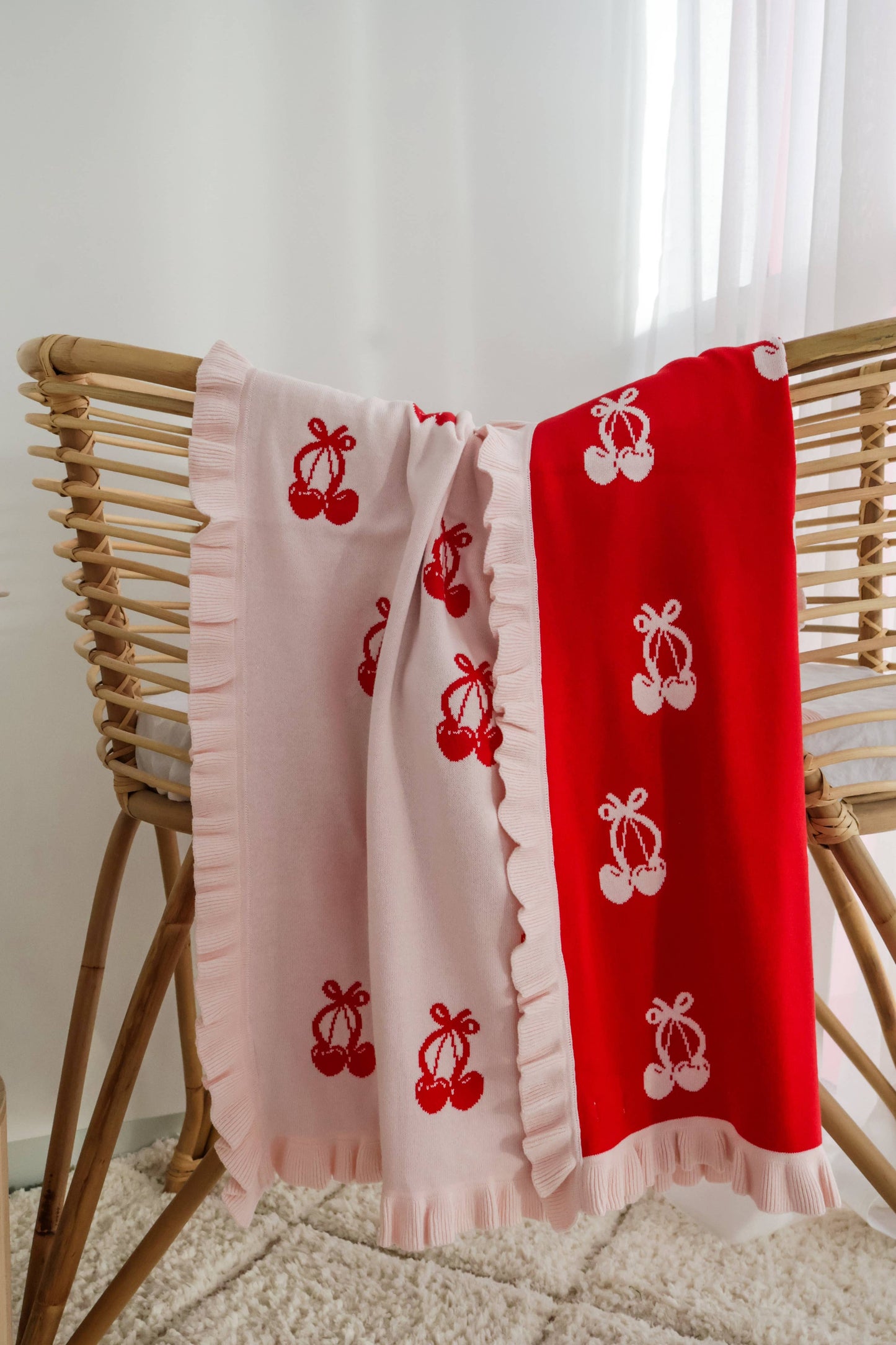 Petite + Co - FRILL CHERRY BOW BLANKET | REVERSIBLE