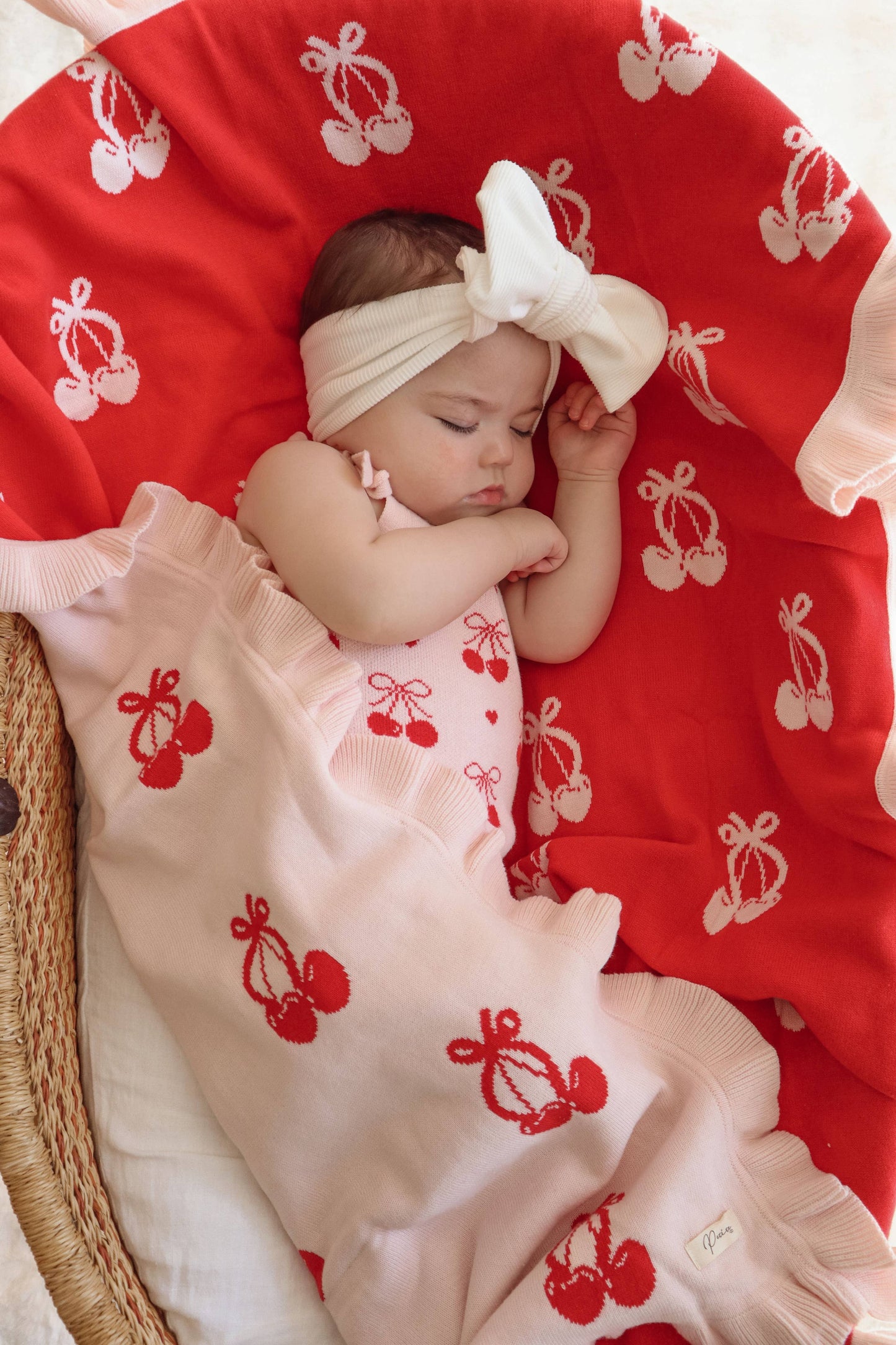 Petite + Co - FRILL CHERRY BOW BLANKET | REVERSIBLE