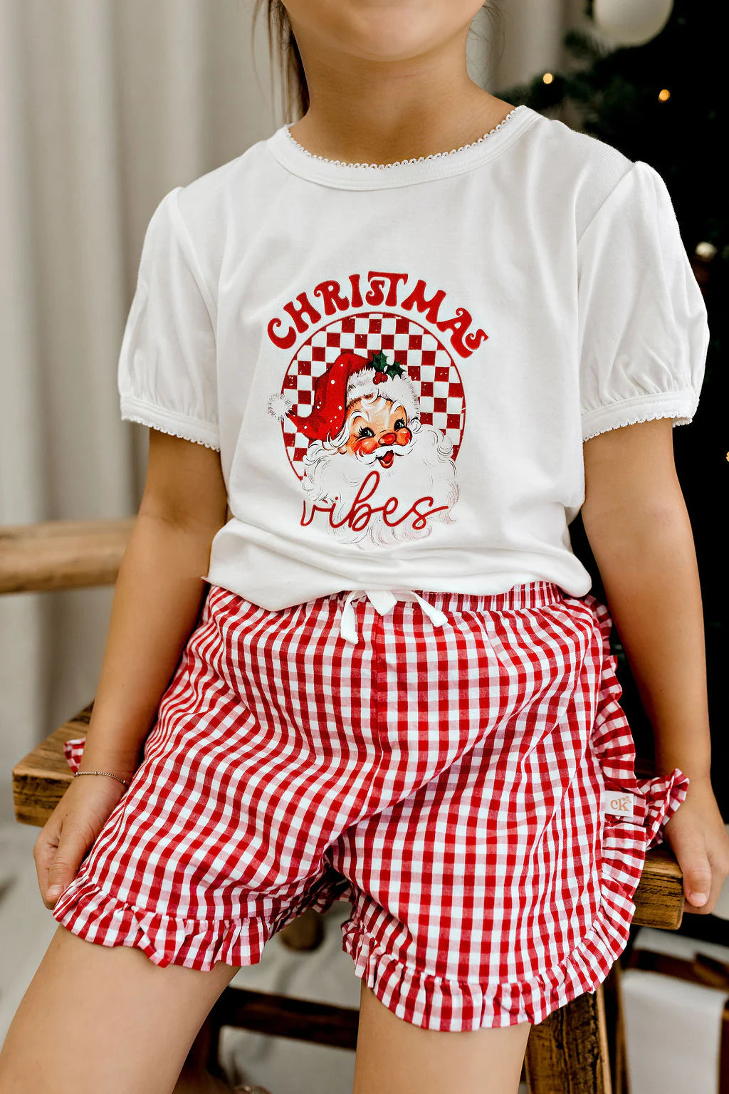 Confetti Kidz - Red Plaid Ruffle Shorts